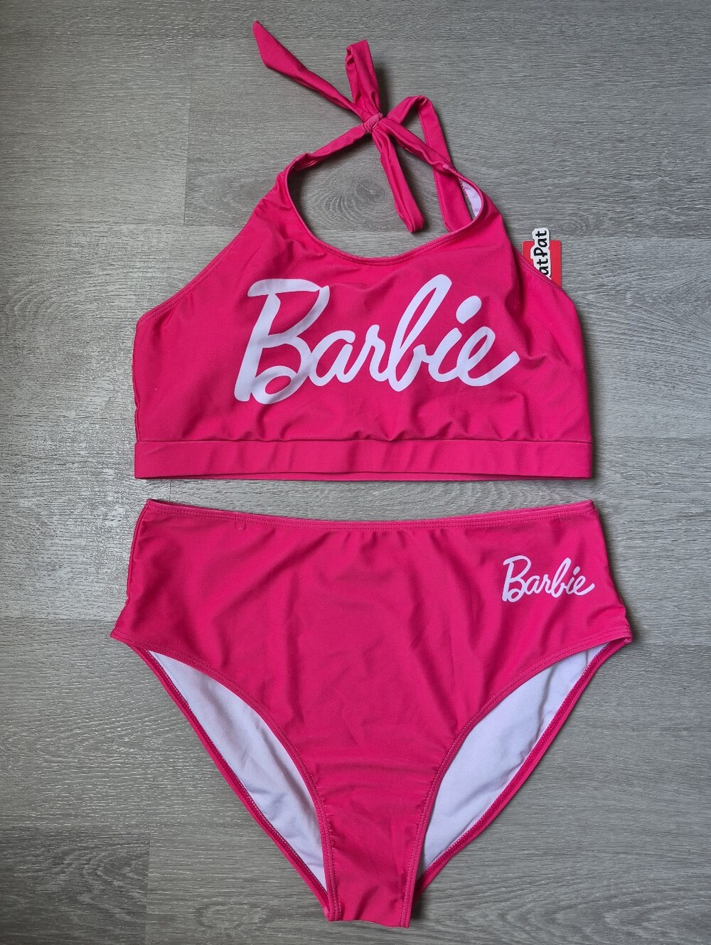 NEW Barbie X PatPat 2-Piece Halter Top Fuchsia Pink Swimsuit XL